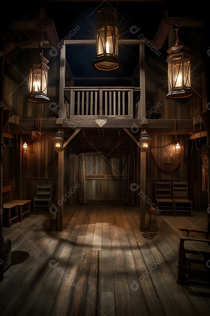 Cenário de palco com luzes ao fundo