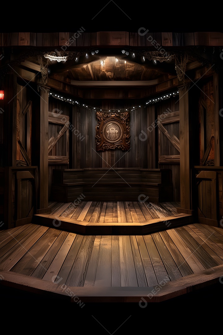 Cenário de palco com luzes ao fundo