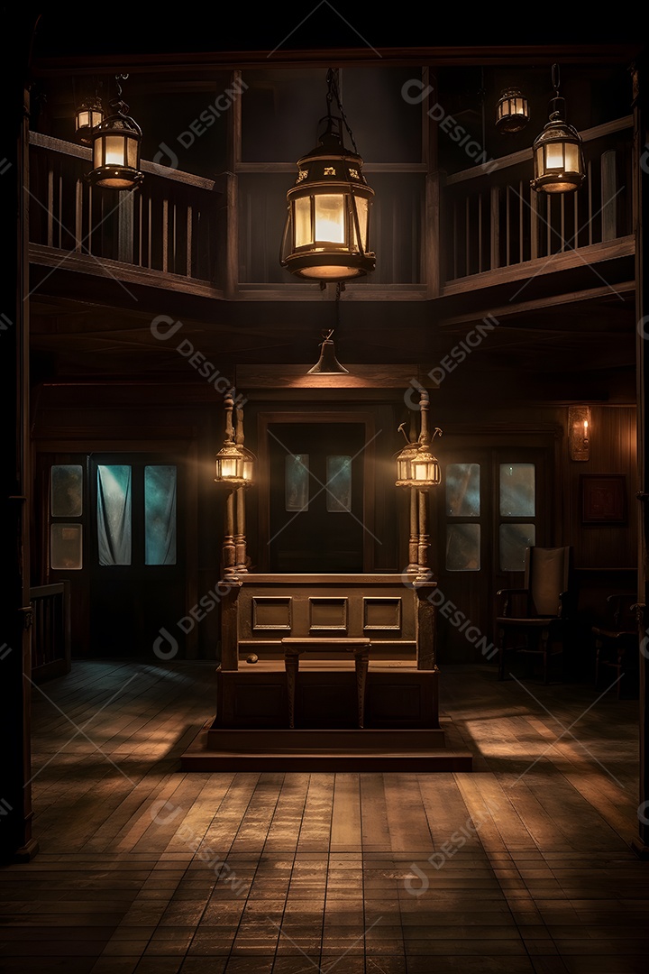 Cenário de palco com refletores