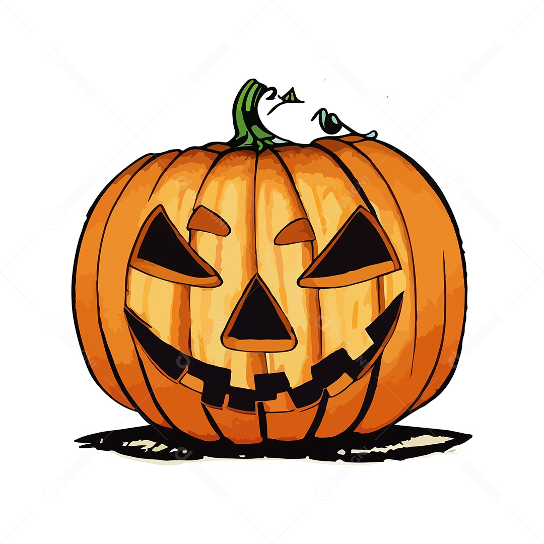 Desenho De Abóbora Monstruosa De Halloween Vetor EPS