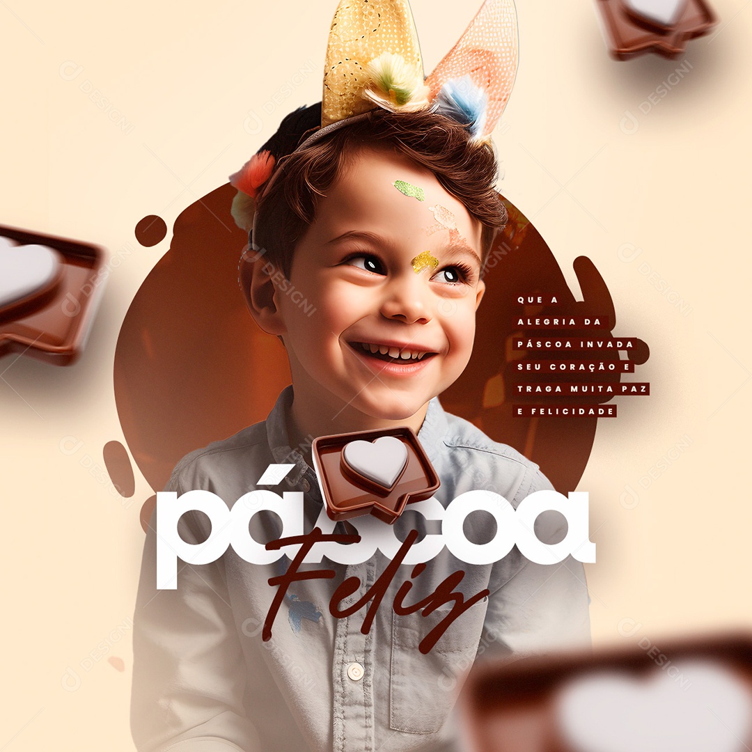 Que A Alegria Da Páscoa Invada Seu Coração Feliz Páscoa Social Media PSD Editável