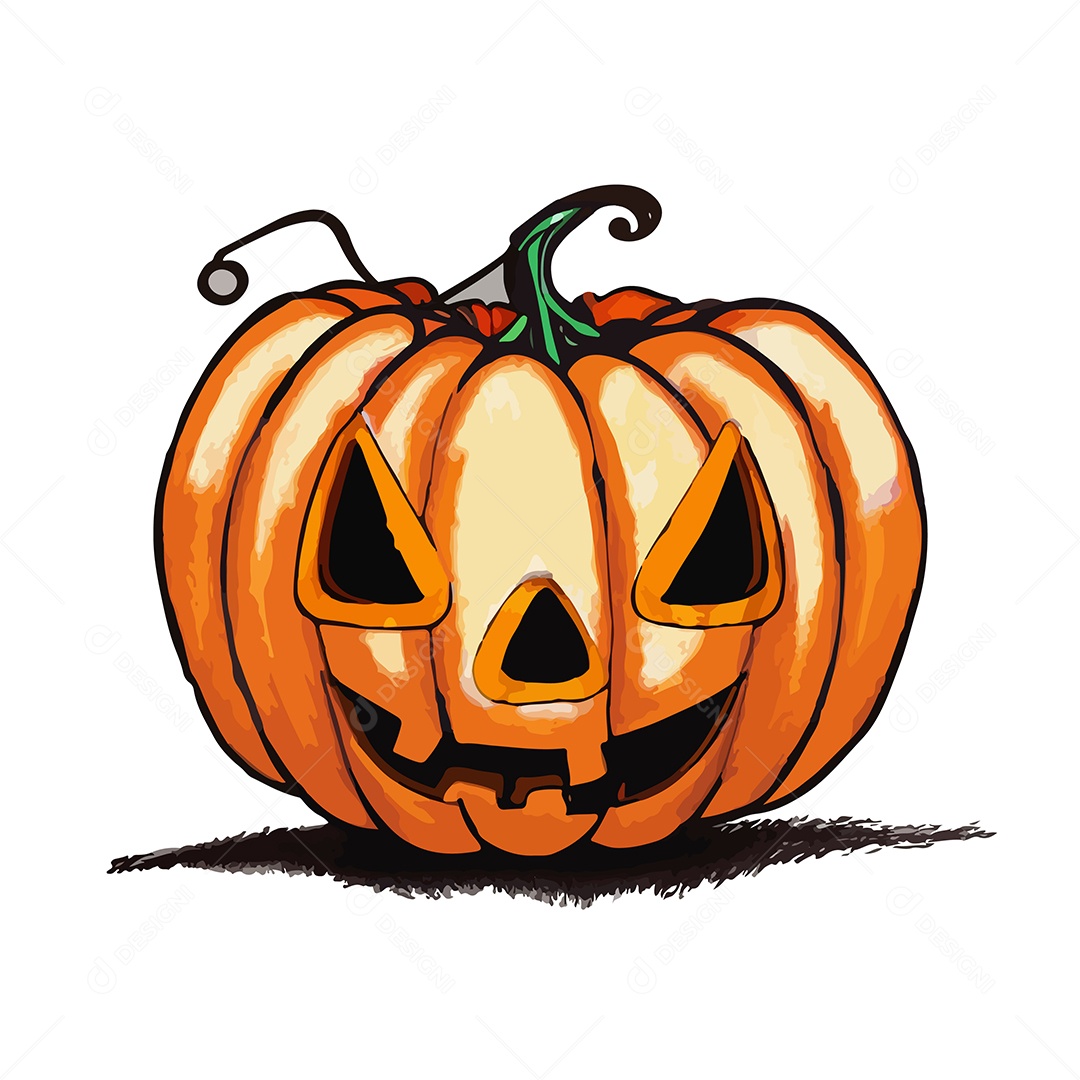 Desenho De Abóbora Monstruosa De Halloween Vetor EPS