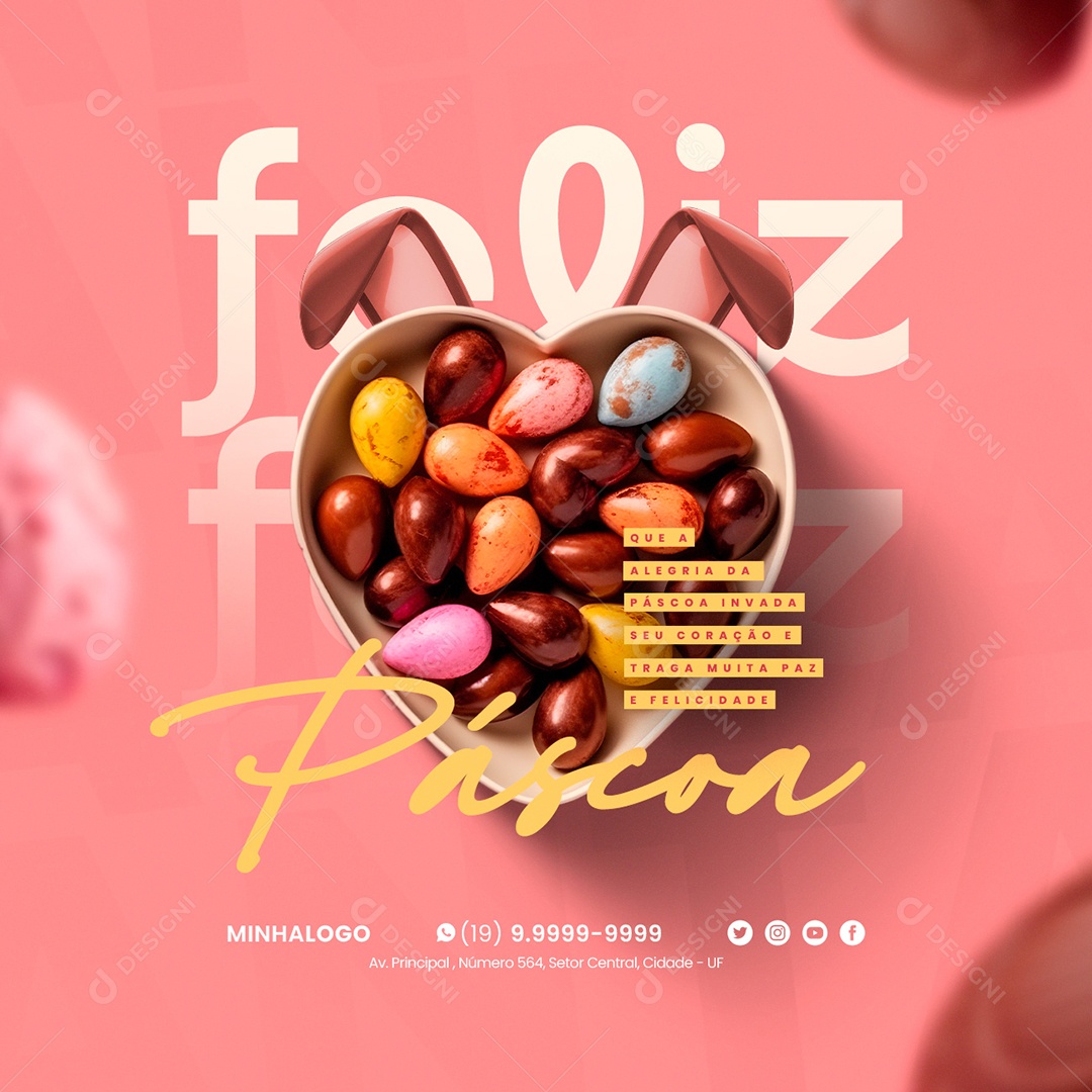 Que A Alegria Da Páscoa Invada Seu Coração Feliz Páscoa Social Media PSD Editável