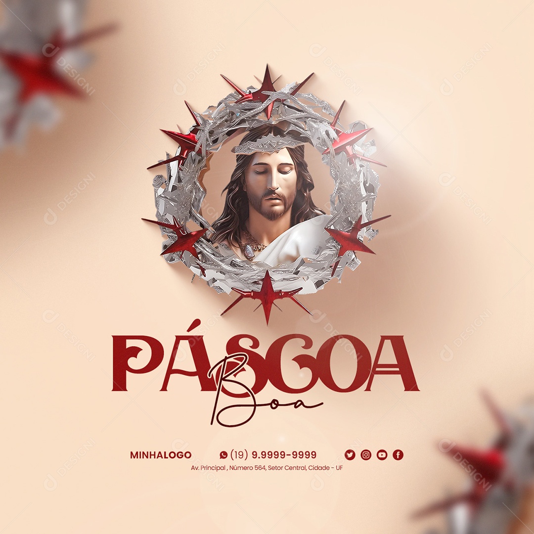 Boa Páscoa 9 De Abril Social Media PSD Editável