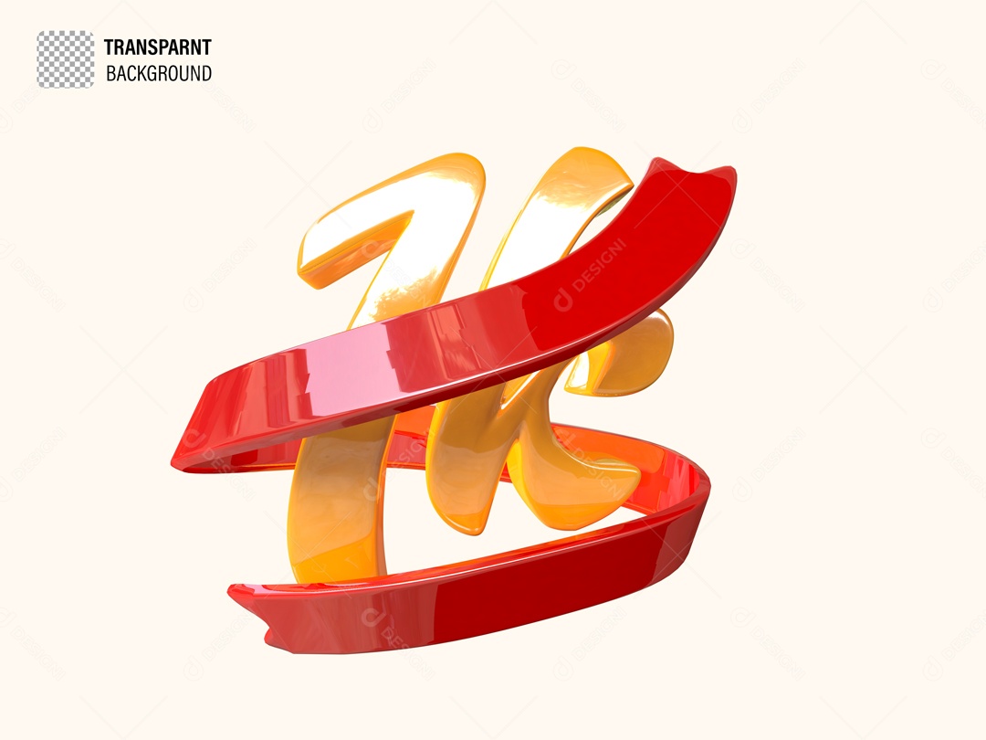 Numero De 1K Com Fita Vermelha Elemento 3D PSD