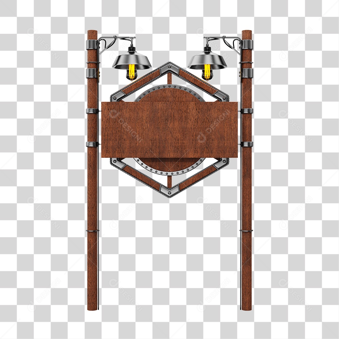 Painel Com Poste De Luz Elemento 3D Para Composição PNG Transparente