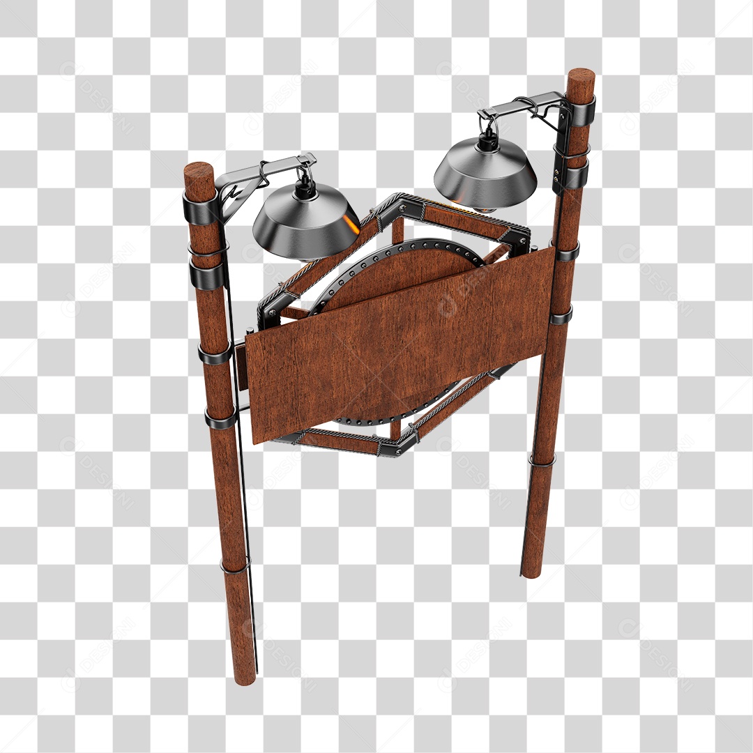 Painel Com Poste De Luz Elemento 3D Para Composição PNG Transparente