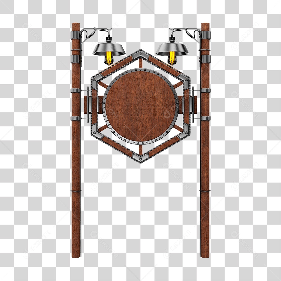 Painel Com Poste De Luz Elemento 3D Para Composição PNG Transparente