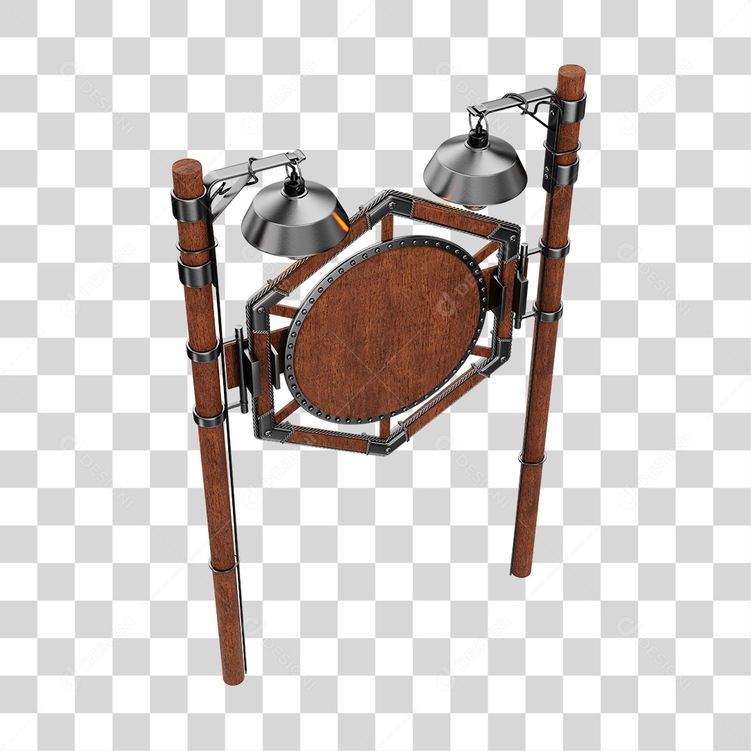 Painel Com Poste De Luz Elemento 3D Para Composição PNG Transparente