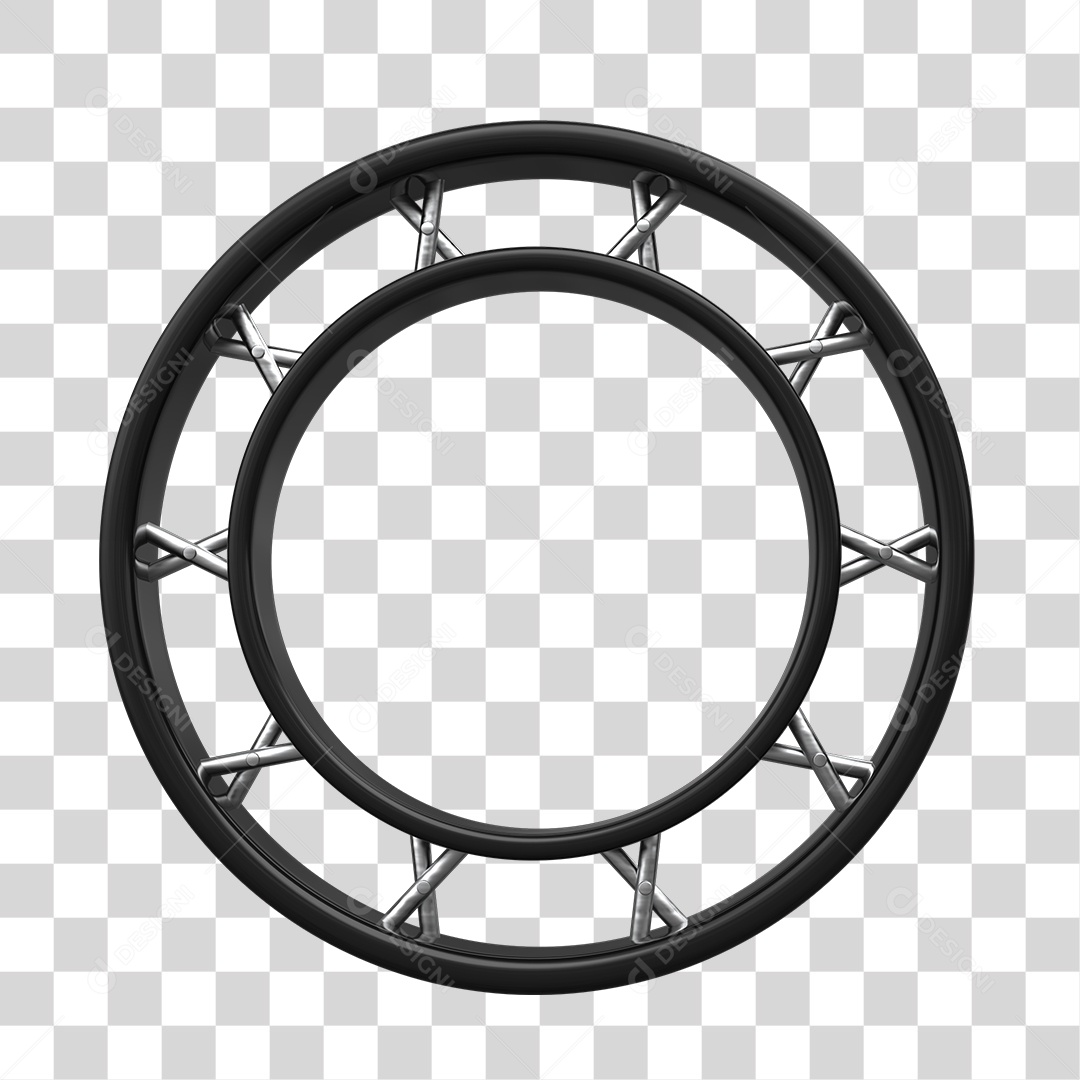 Painel Redondo De Metal Elemento 3D Preto Para Composição PNG Transparente