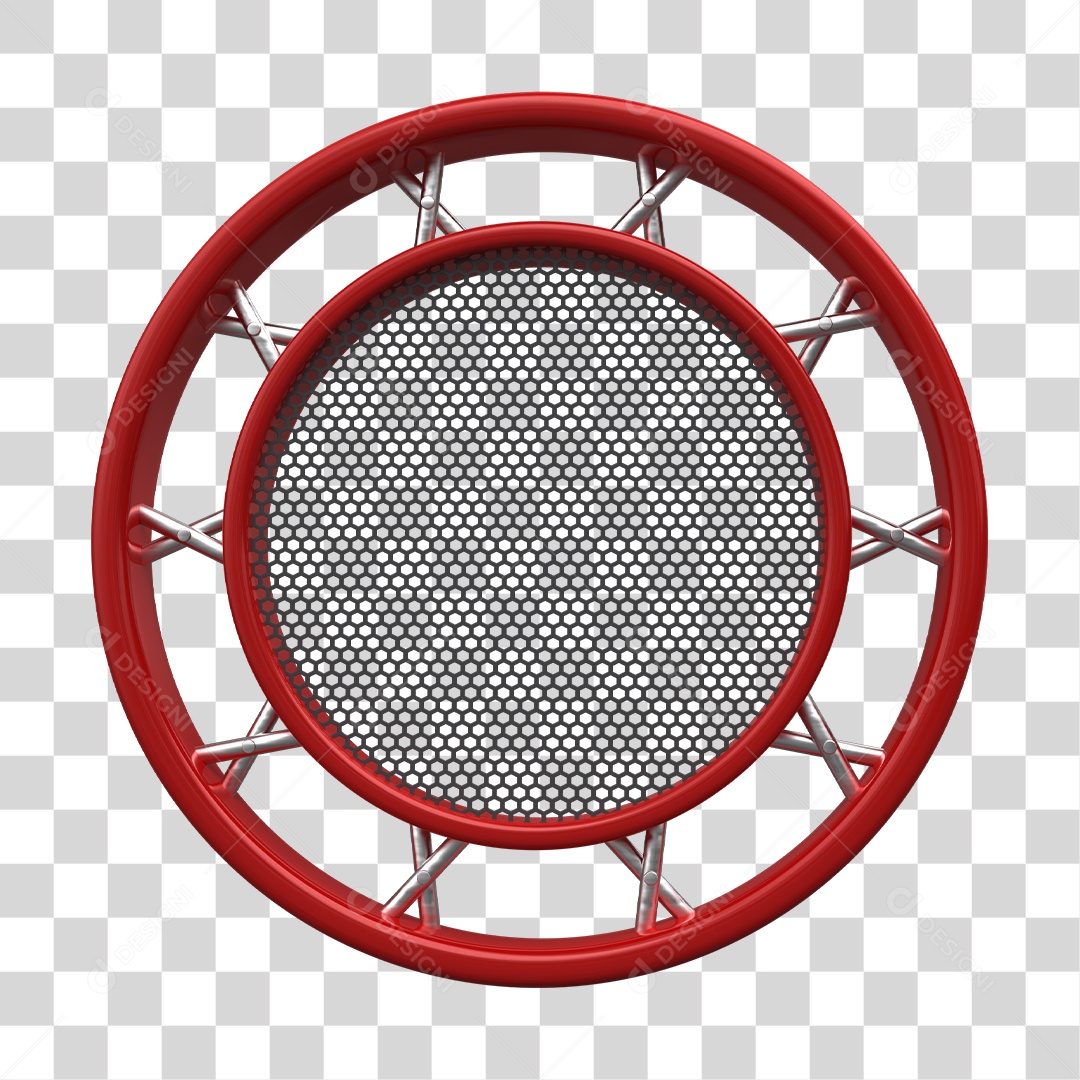 Painel Redondo De Metal Elemento 3D Vermelho Para Composição PNG Transparente