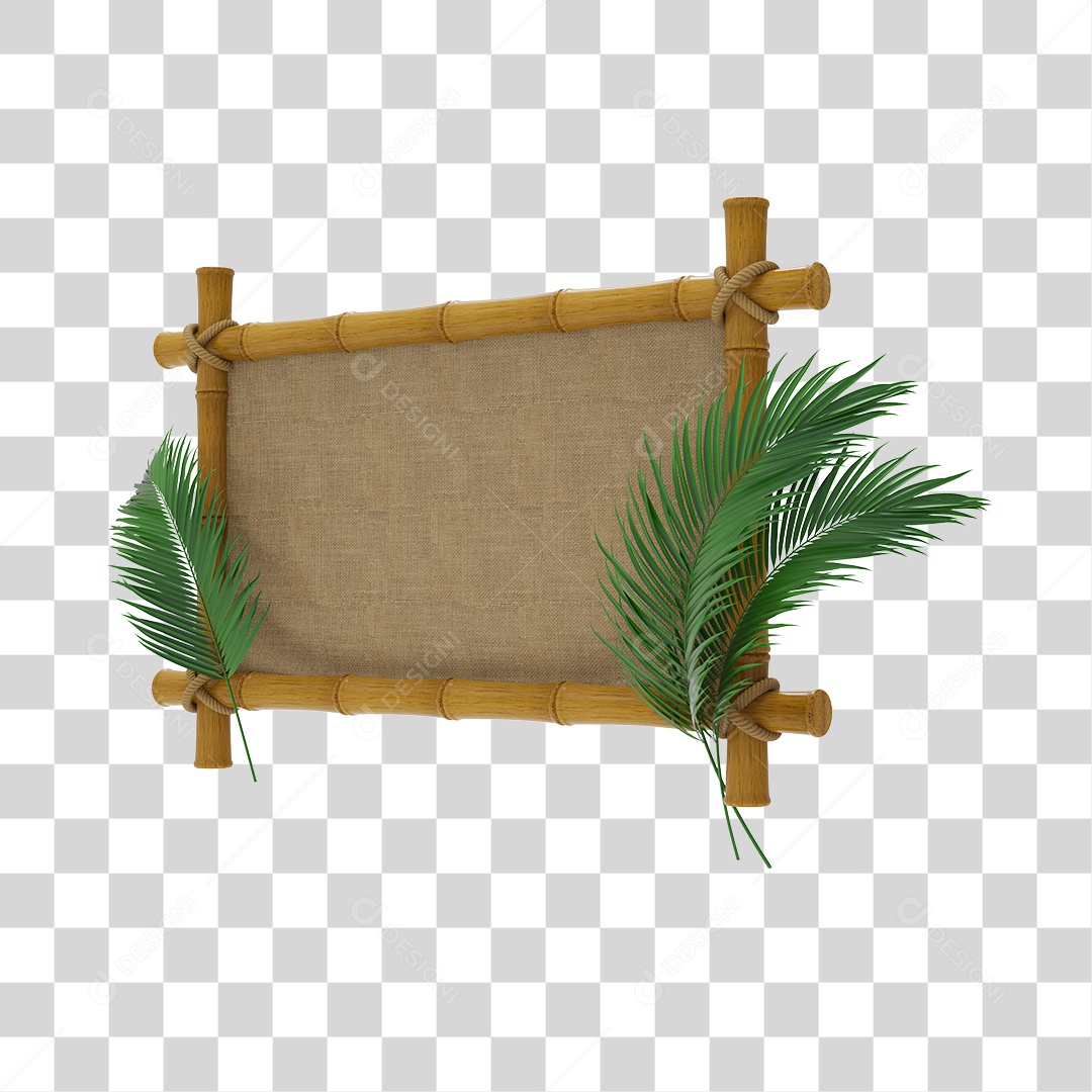 Placa de Bamboo Elemento 3D PNG Transparente