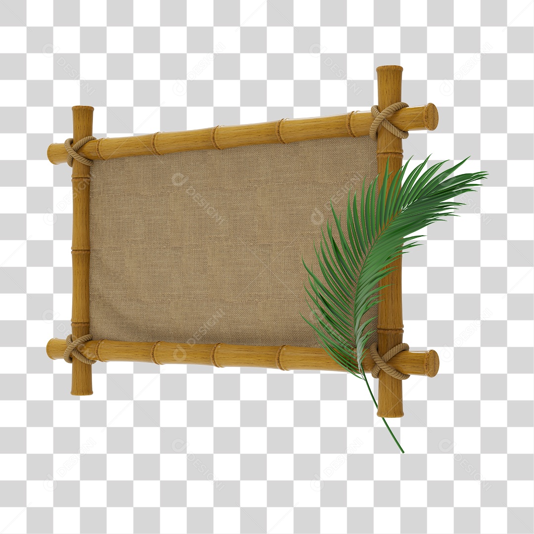 Placa de Bamboo Elemento 3D PNG Transparente