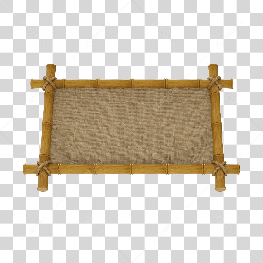 Placa de Bamboo Elemento 3D Para Composição PNG Transparente