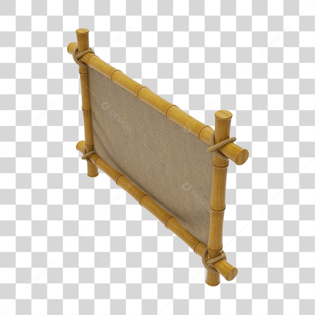 Placa de Bamboo Elemento 3D Para Composição PNG Transparente