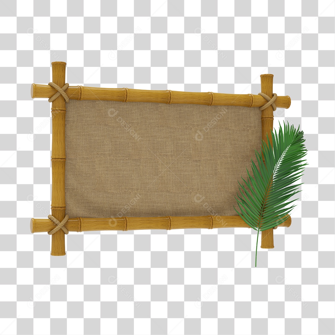 Bamboo Plate 3D Element For Transparent PNG Composition