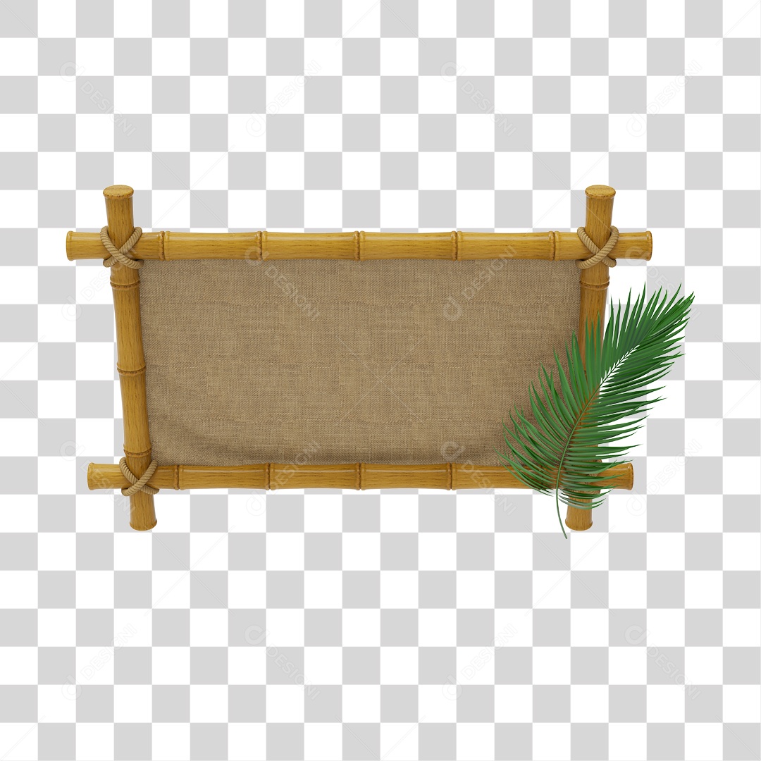 Placa de Bamboo Elemento 3D Para Composição PNG Transparente