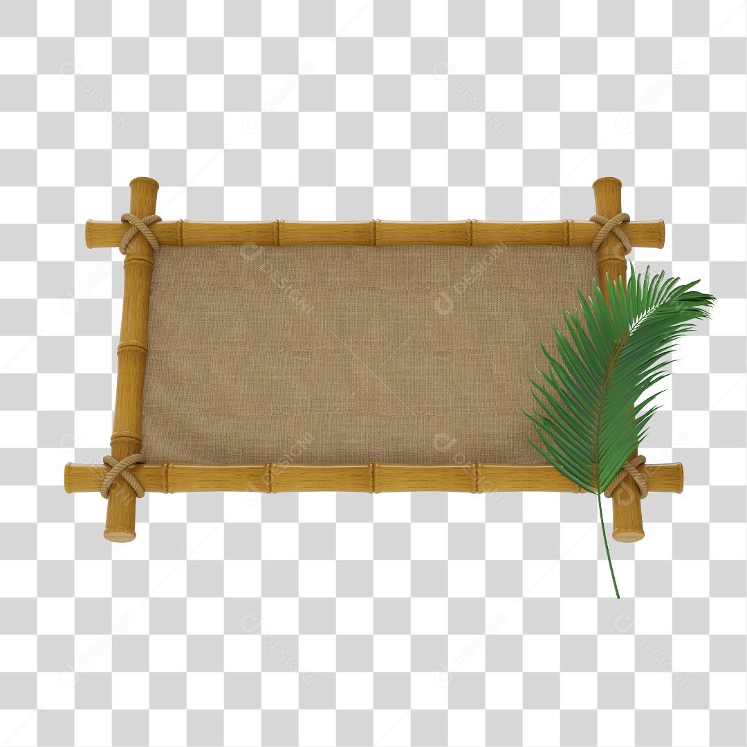 Placa de Bamboo Elemento 3D Para Composição PNG Transparente