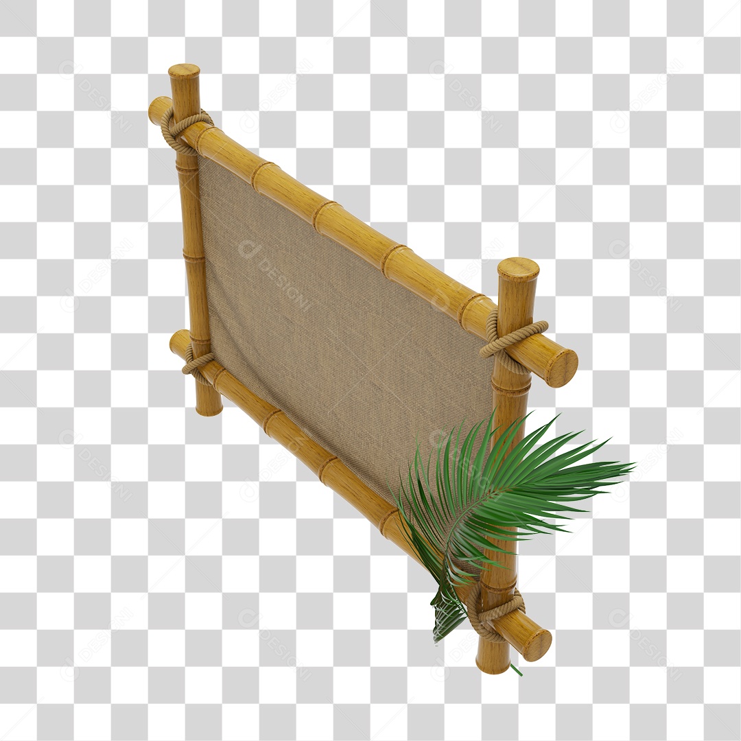 Placa de Bamboo Elemento 3D Para Composição PNG Transparente