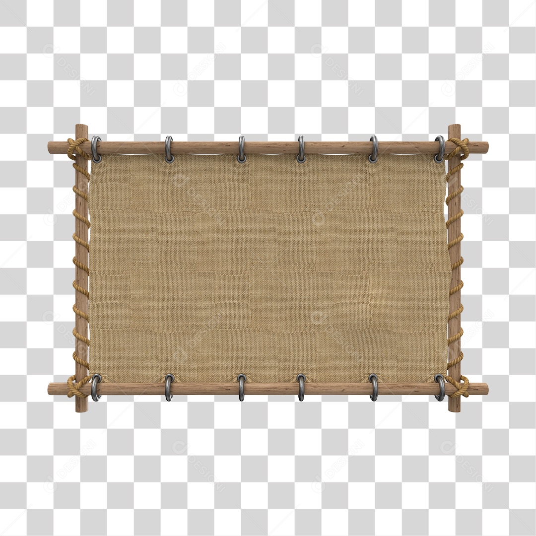 Placa de Madeira e Bamboo Elemento 3D Para Composição PNG Transparente