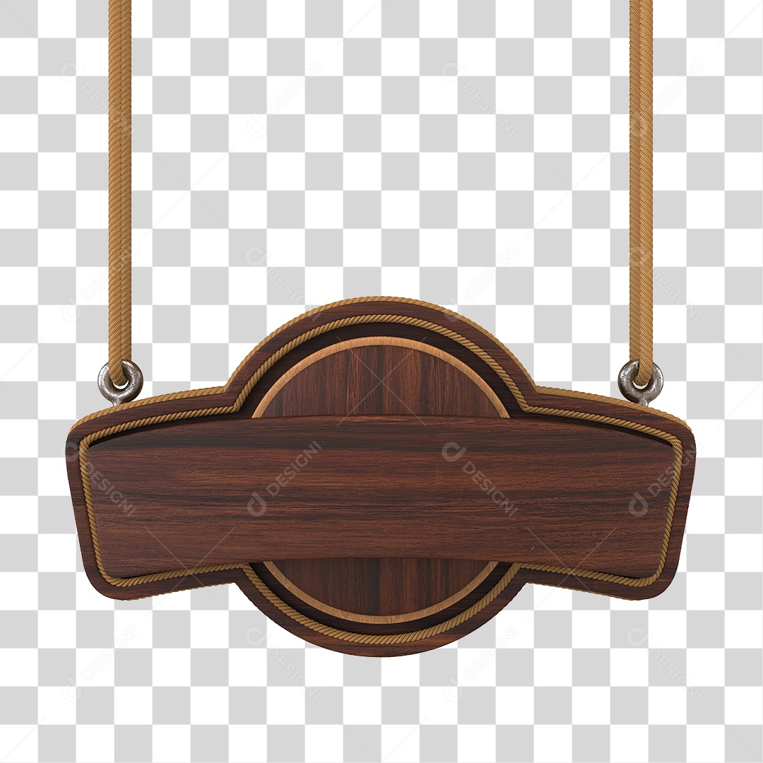 Placa de Madeira Redonda Elemento 3D Para Composição PNG Transparente