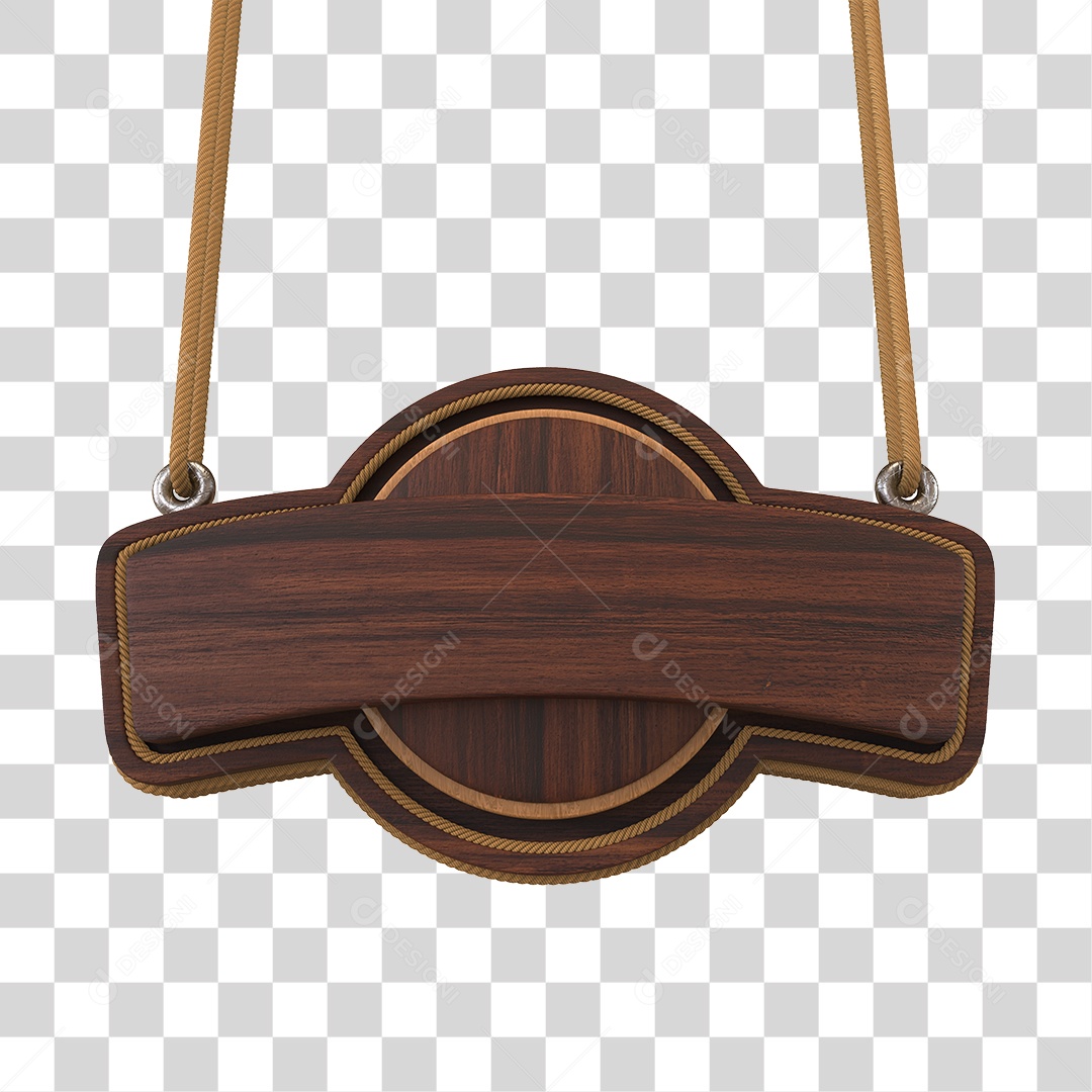 Placa de Madeira Redonda Elemento 3D Para Composição PNG Transparente