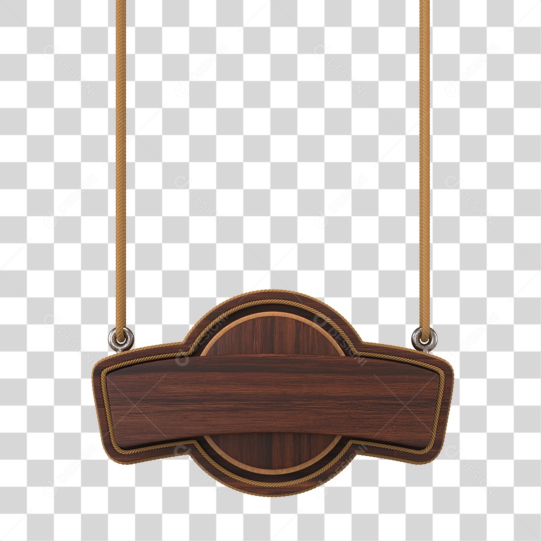 Placa de Madeira Redonda Elemento 3D PNG Transparente