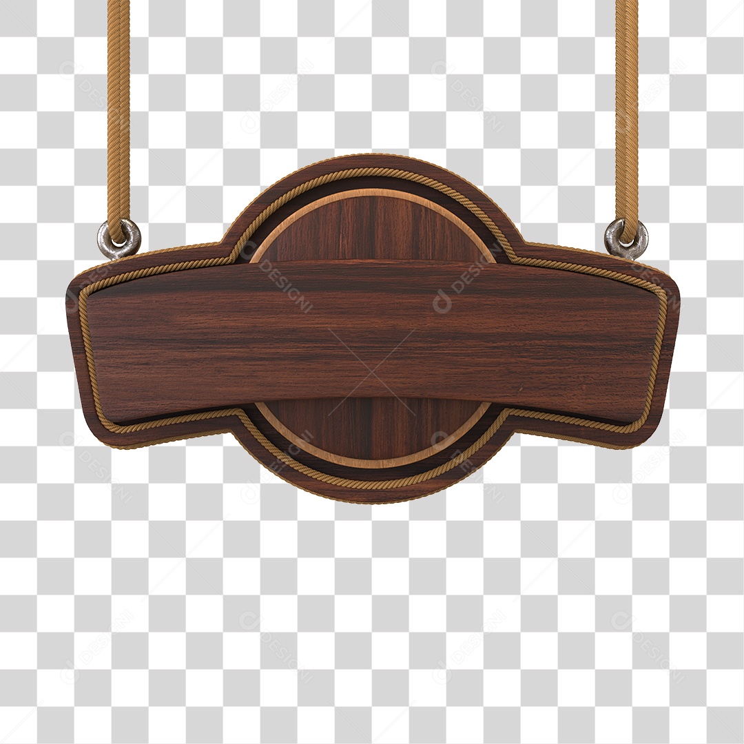 Placa de Madeira Redonda Elemento 3D PNG Transparente