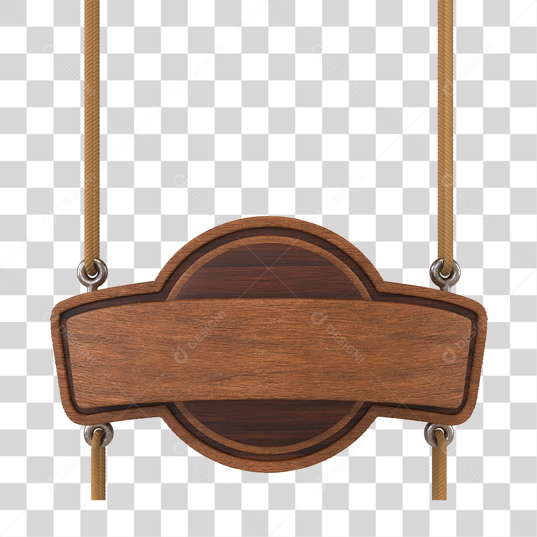 Placa de Madeira Redonda Elemento 3D PNG Transparente