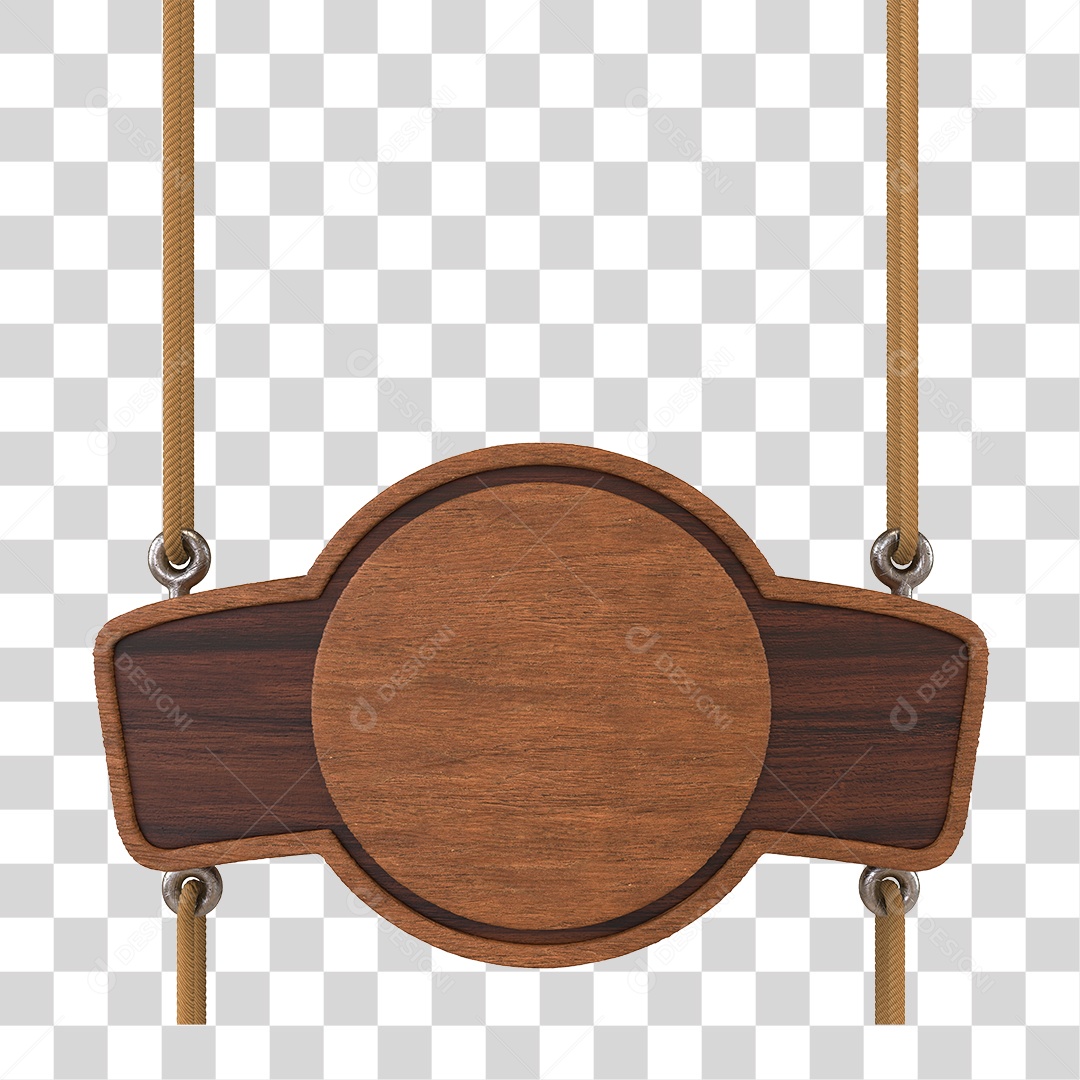 Placa de Madeira Redonda Elemento 3D PNG Transparente