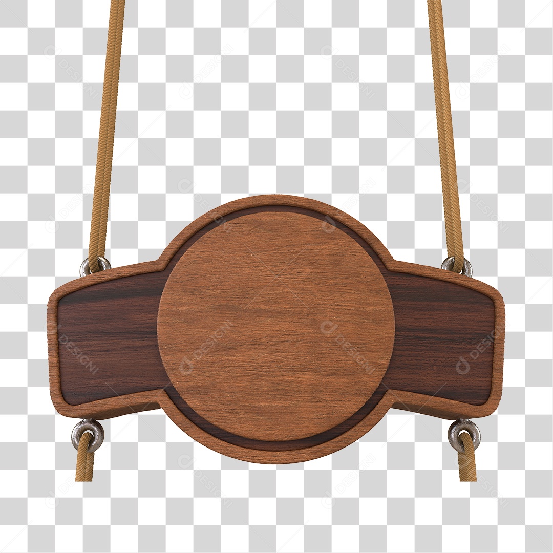 Placa de Madeira Redonda Elemento 3D PNG Transparente