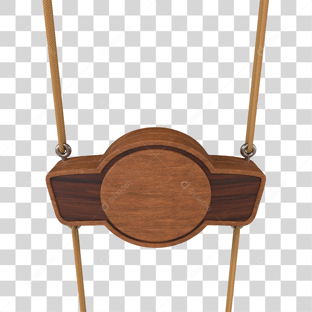 Placa de Madeira Redonda Elemento 3D PNG Transparente