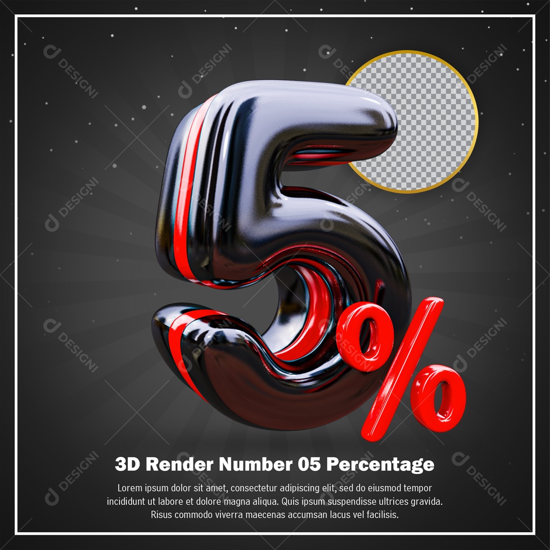 Numero De 5% Desconto Black Friday Elemento 3D PSD