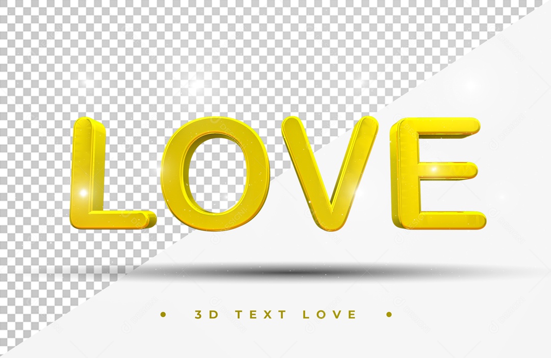Texto 3D Love Dourado Para Composição PSD