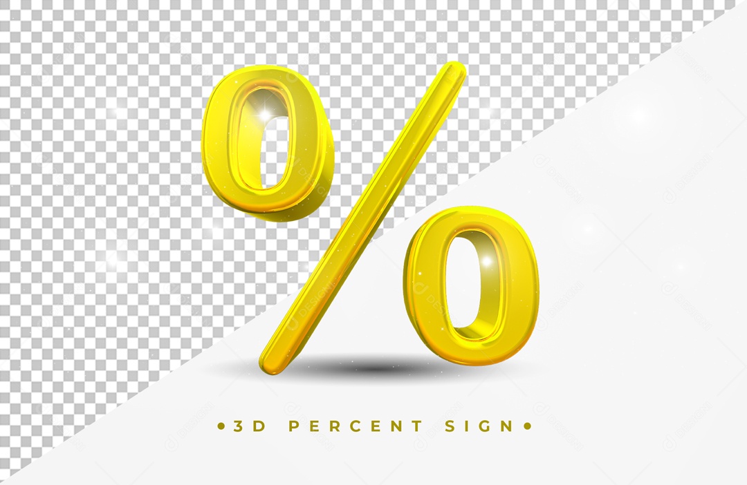 Icone Com Símbolo Dourado Do % Elemento 3D PSD