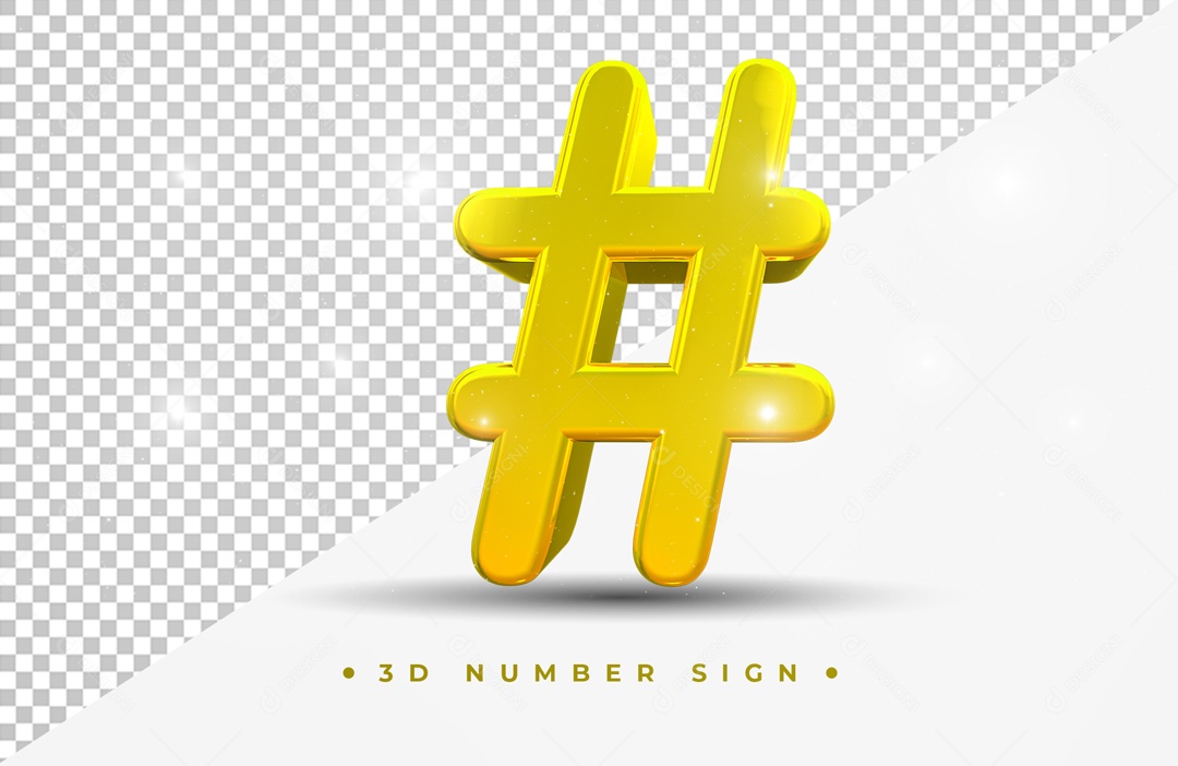 Icone Com Símbolo Dourado Do # Elemento 3D PSD