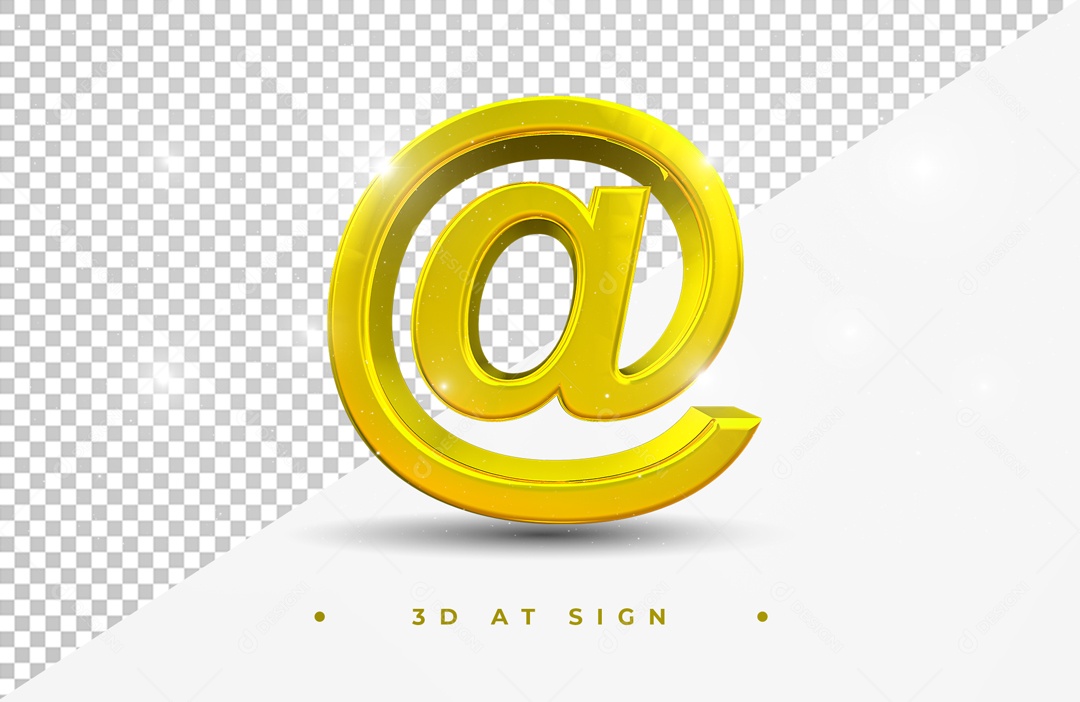Icon With Golden Symbol Of The @ 3D PSD Element
