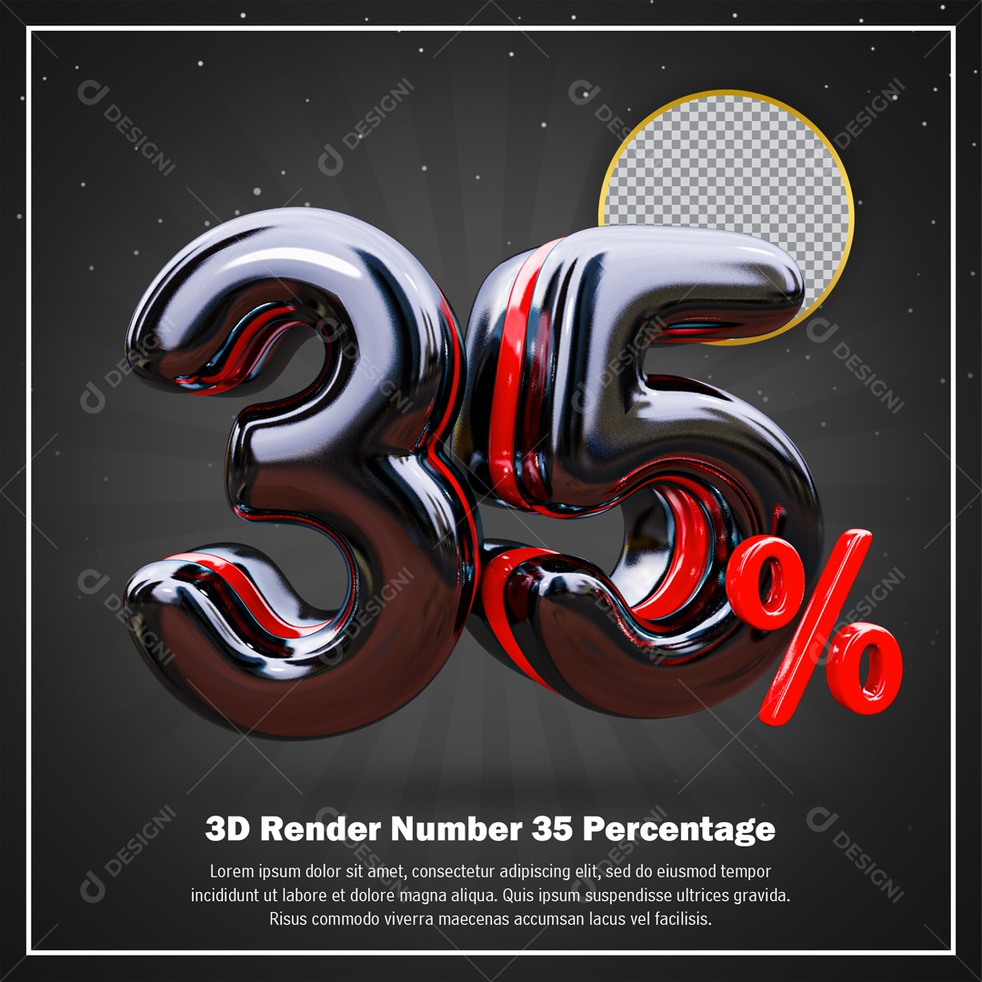 Numero De 35% Desconto Black Friday Elemento 3D PSD