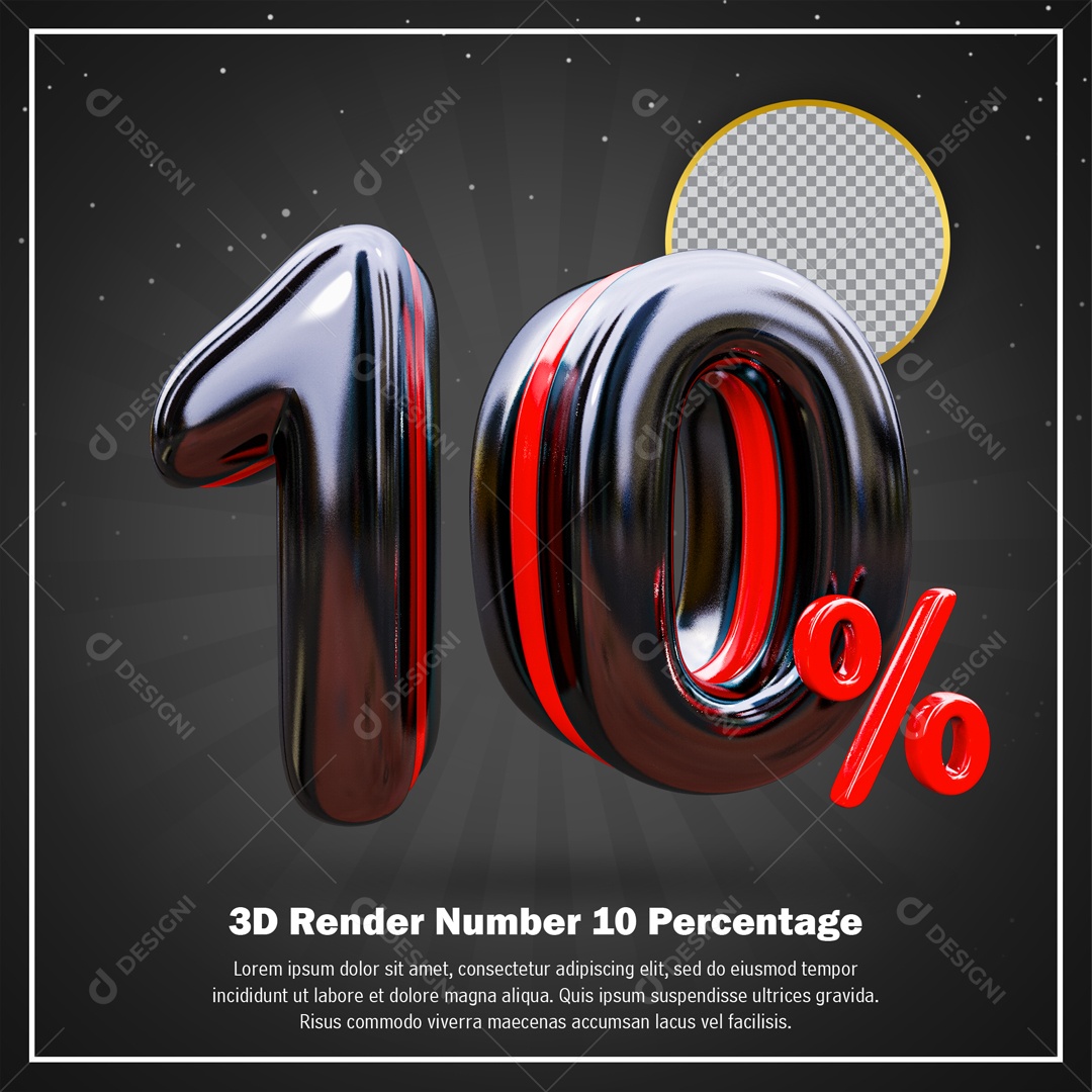 Numero De 10% Desconto Black Friday Elemento 3D PSD