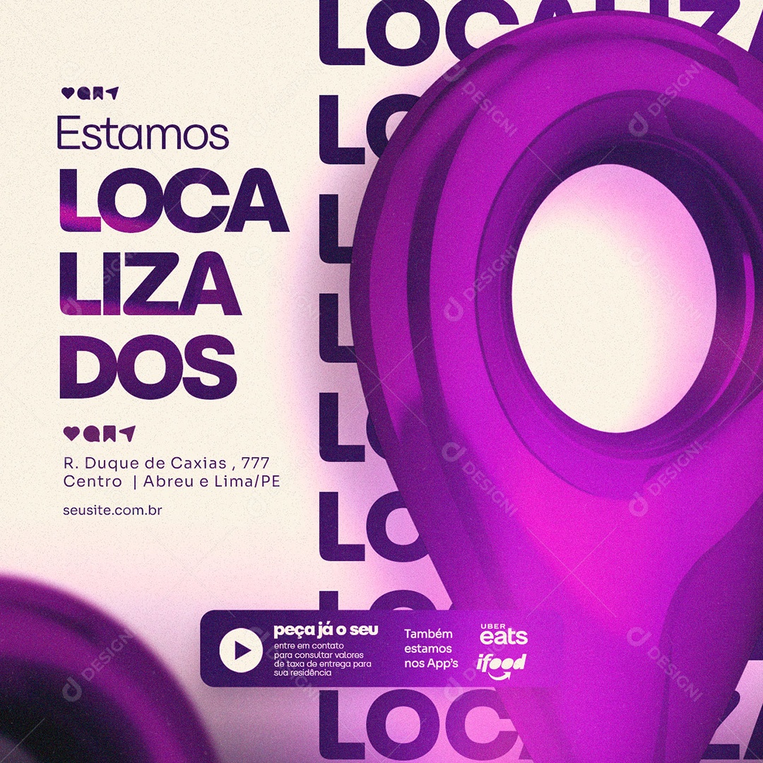 Estamos Localizados Ifood Peça Já O Seu Social Media PSD Editável