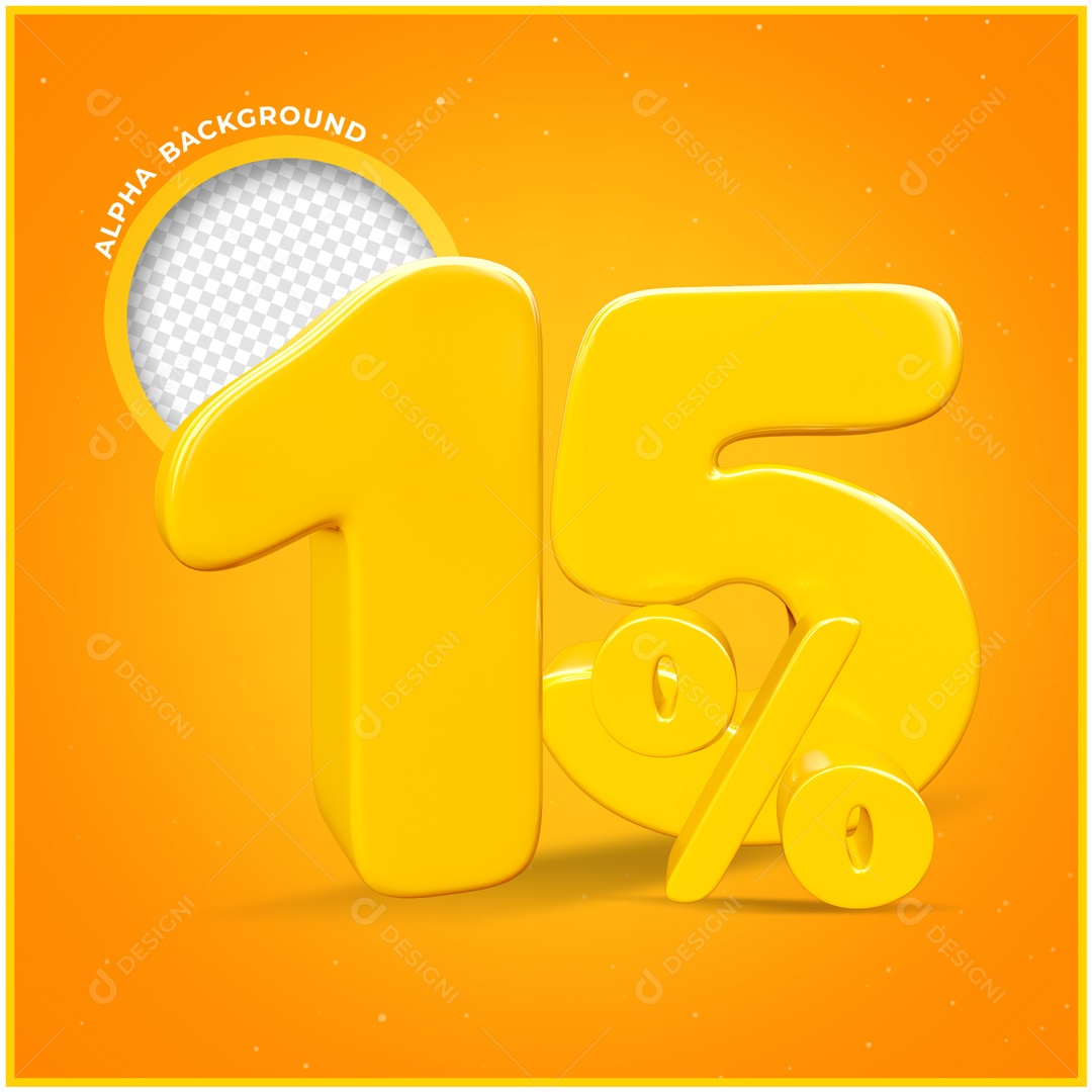 Numero Amarelo 15% De Desconto Elemento 3D PSD