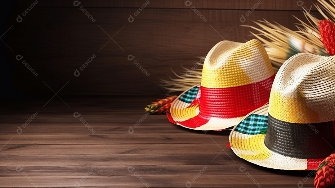 Chapéu de palha sobre uma mesa de madeira