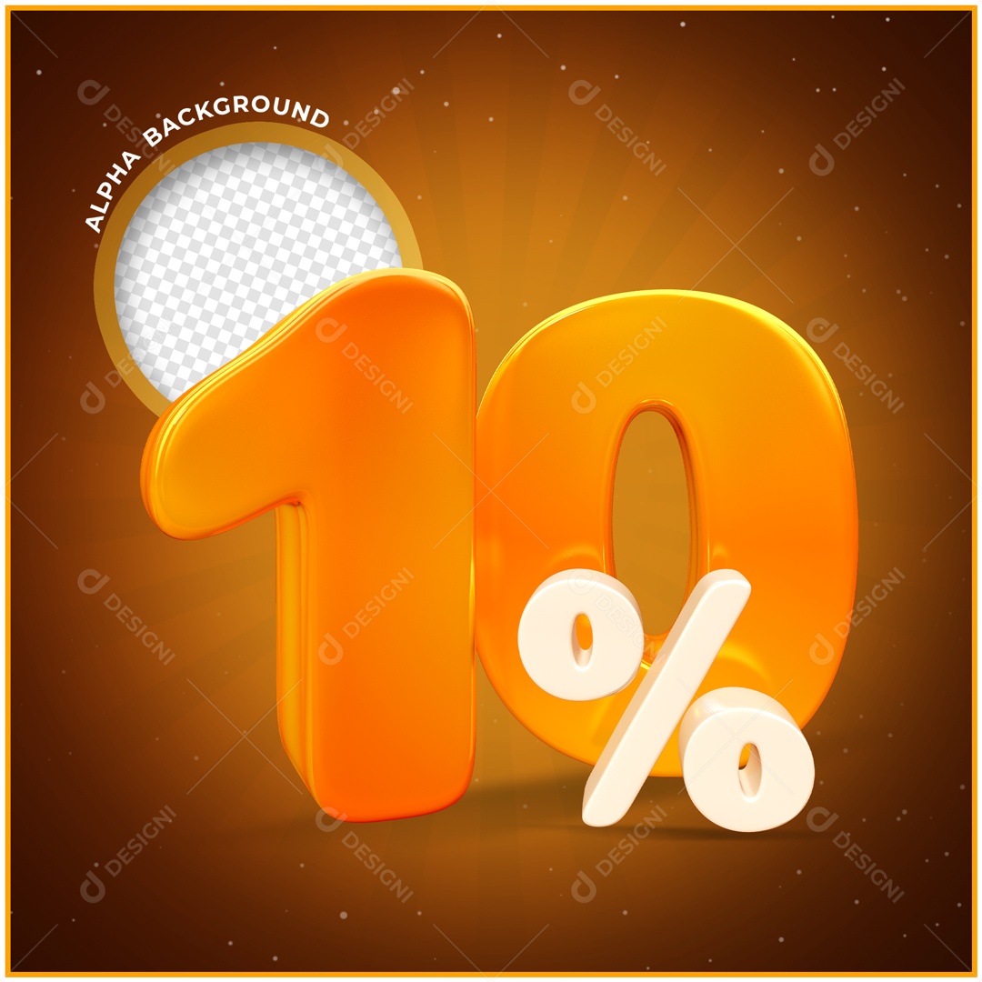 Numero Dourado 10% De Desconto Elemento 3D PSD