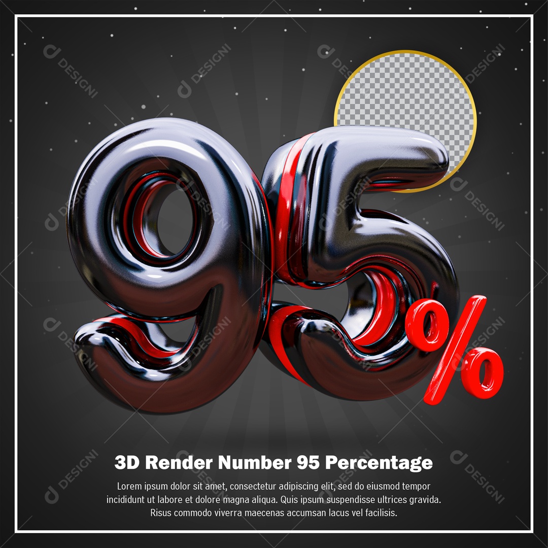 Numero De 95% Desconto Black Friday Elemento 3D PSD