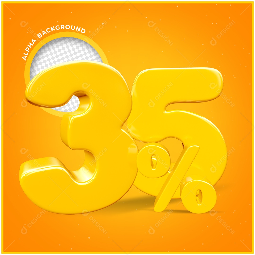 Numero Amarelo 35% De Desconto Elemento 3D PSD