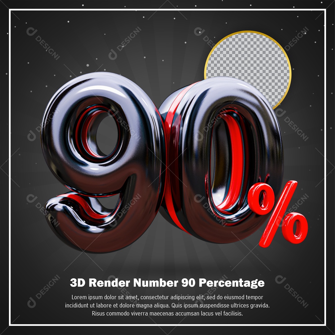 Numero De 90% Desconto Black Friday Elemento 3D PSD