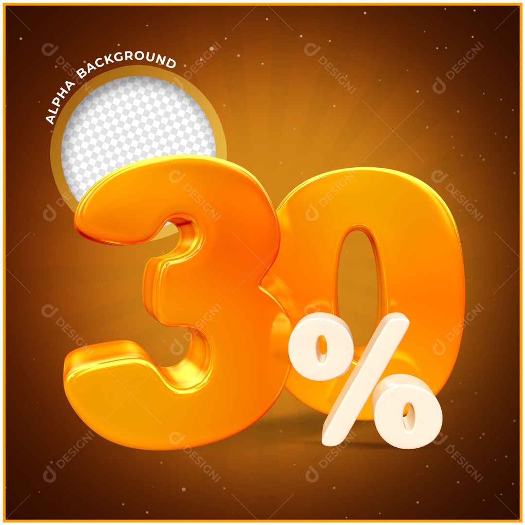 Numero Dourado 30% De Desconto Elemento 3D PSD