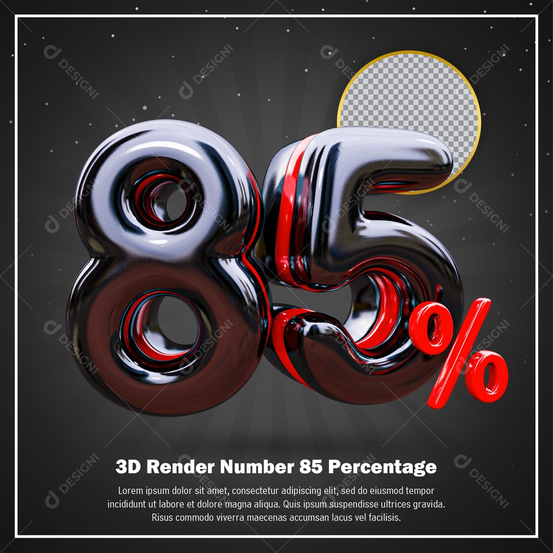 Numero De 85% Desconto Black Friday Elemento 3D PSD