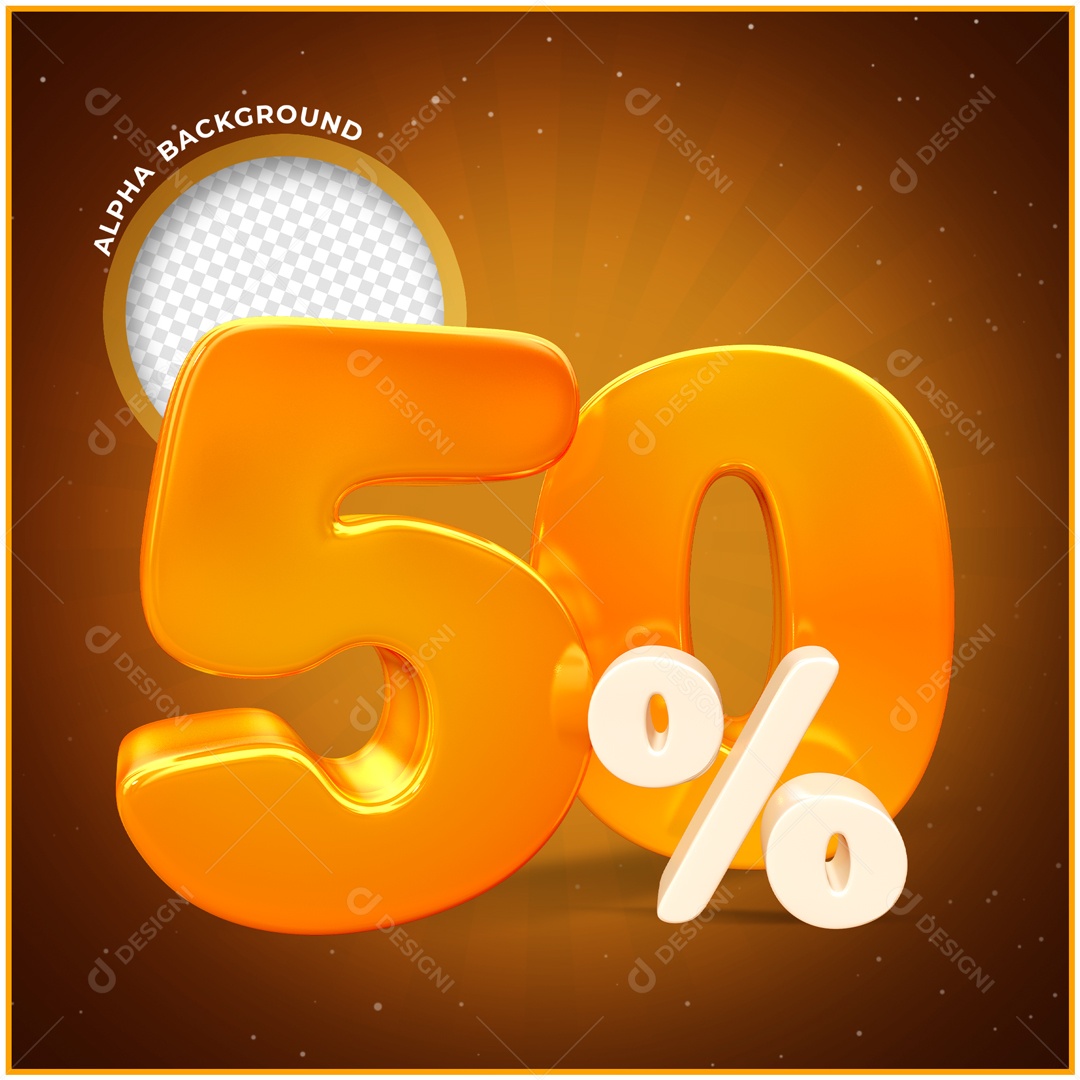 Numero Dourado 50% De Desconto Elemento 3D PSD