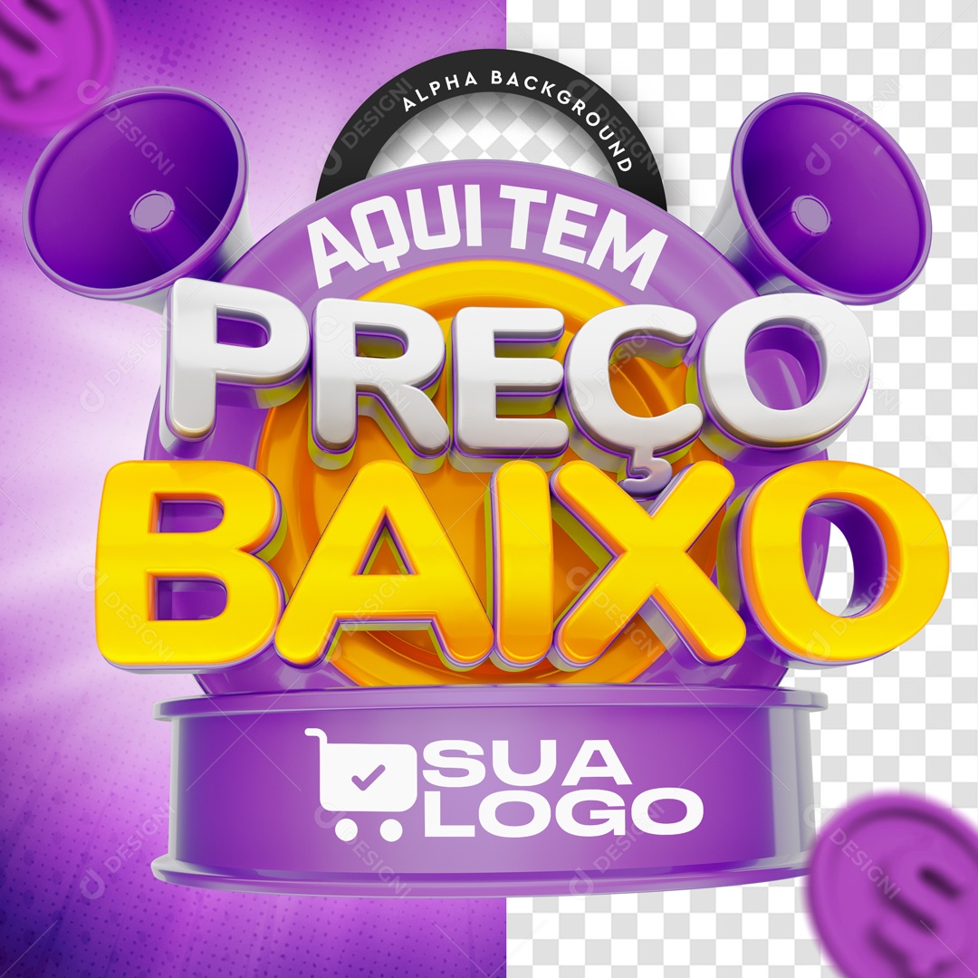 Selo 3D Para Composição Aqui Tem Preço Baixo PSD